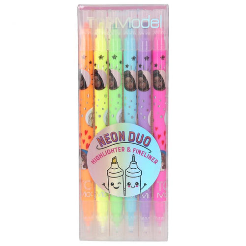 Top Model Neon Dble Highlighter & Fineliner 6 Pens