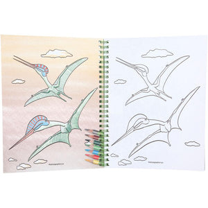 Dino World Colouring Book with Colouring Pens & Stickers