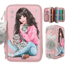 Load image into Gallery viewer, Top Model Triple Filled Pencil Case Kitten