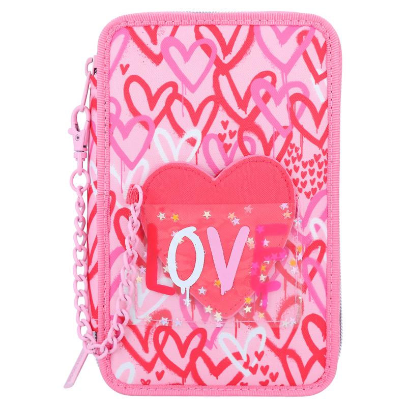 Top Model Triple Filled Pencil Case One Love (Hearts)