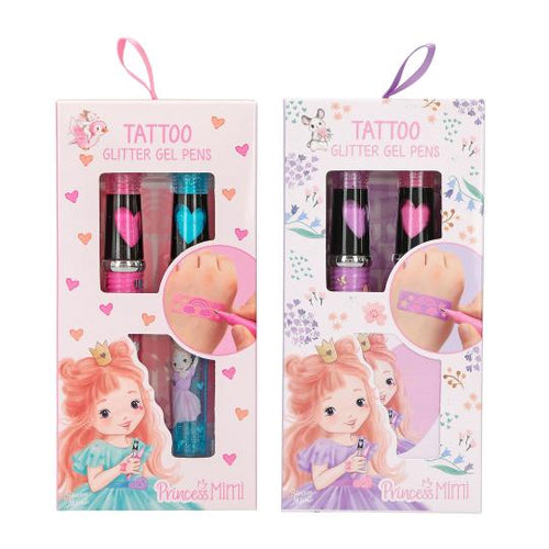 Princess Mimi Tattoo Glitter Gel Pens with Stencil