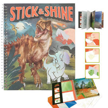 Load image into Gallery viewer, Dino World Colouring Book Stick &amp; Shine