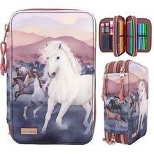 Load image into Gallery viewer, Miss Melody Triple Filled Pencil Case Night Horses