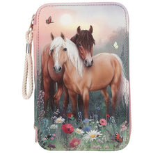 Load image into Gallery viewer, Miss Melody Triple Filled Pencil Case Flowers (2xhorses)
