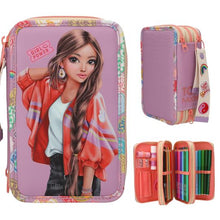 Load image into Gallery viewer, Top Model Triple Filled Pencil Case - Girl Power W/Pendant
