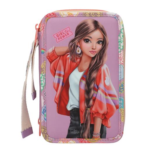 Top Model Triple Filled Pencil Case - Girl Power W/Pendant