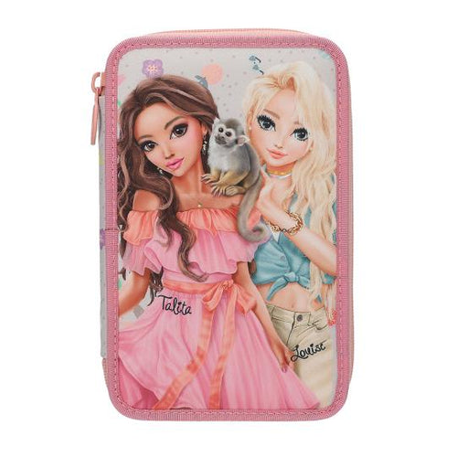 Top Model Triple Filled Pencil Case (2 x girls with monkey)