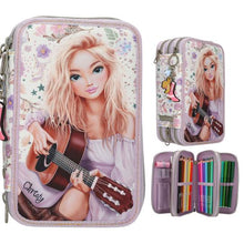 Load image into Gallery viewer, Top Model Triple Filled Pencil Case Cow Girl (girl w guitar)