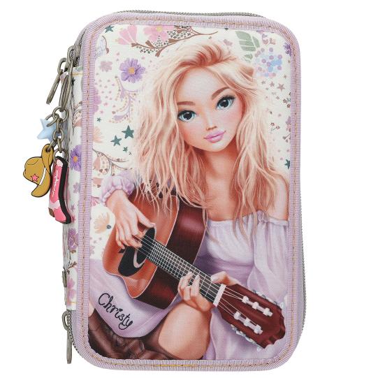 Top Model Triple Filled Pencil Case Cow Girl (girl w guitar)