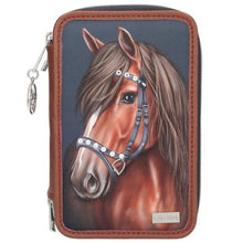 Load image into Gallery viewer, Miss Melody Triple Filled Pencil Case - Brown Horse