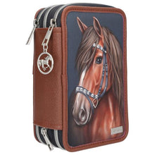 Load image into Gallery viewer, Miss Melody Triple Filled Pencil Case - Brown Horse
