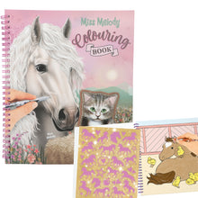 Load image into Gallery viewer, Miss Melody Colouring Book with Sequins (horse &amp; kitten)