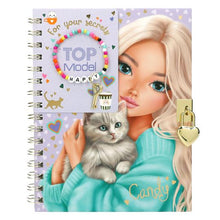 Load image into Gallery viewer, Top Model Diary with Padlock &amp; Bracelet (girl w kitten)