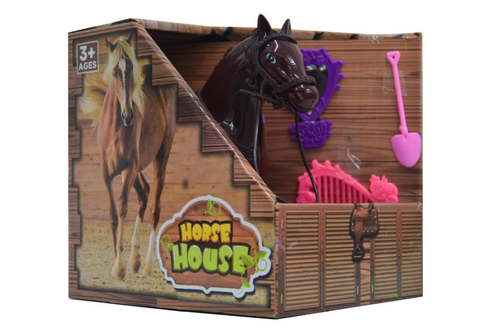 Brown Horse Set In Open Box (Horse House)