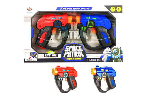 Space Patrol Hand Guns with Light & Sound 2pc (Boxed)