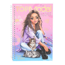 Load image into Gallery viewer, Top Model Pocket Colouring Book With Stickers Pink/Purple