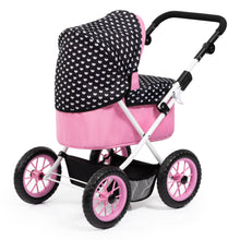 Load image into Gallery viewer, Trendy Doll&#39;s Pram (Black &amp; Pink with White Hearts) (Bayer)