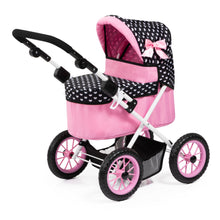Load image into Gallery viewer, Trendy Doll&#39;s Pram (Black &amp; Pink with White Hearts) (Bayer)