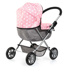 Load image into Gallery viewer, Deluxe Doll&#39;s Pram Set (Pink with White Stars) (Cosy)