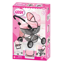 Load image into Gallery viewer, Deluxe Doll&#39;s Pram Set (Pink with White Stars) (Cosy)