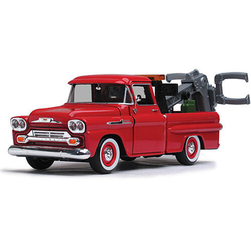 Chevy Apache Fleetside Pickup Tow Truck Red 1958 (scale 1:24)