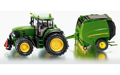 John Deere Tractor with Baler (Carded) (Siku)