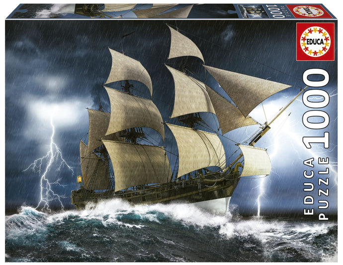 Puzzle 1000pc Perfect Storm (Old Ship on Ocean)(Educa)