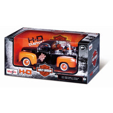 Load image into Gallery viewer, Ford Pick-up with Harley Davidson Motorcycle (orange)(scale 1:24)