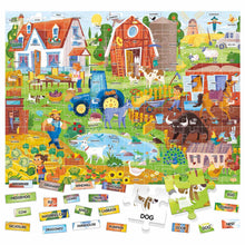 Load image into Gallery viewer, Puzzle 108pc Easy English 100 Words-The Farm (HEADU) (boxed)