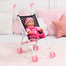 Load image into Gallery viewer, Buggy Doll&#39;s Pram (Black/Pink) Bow (Bayer)