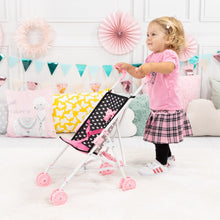 Load image into Gallery viewer, Buggy Doll&#39;s Pram (Black/Pink) Bow (Bayer)