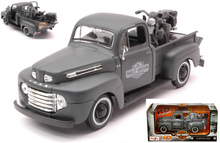 Load image into Gallery viewer, Ford Pick-up w Harley Davidson Motorcycle (grey)(scale 1:24)