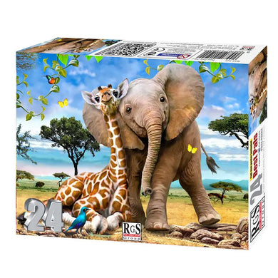 Puzzle 24pc Wild Giraffe & Elephant (Best Pals)