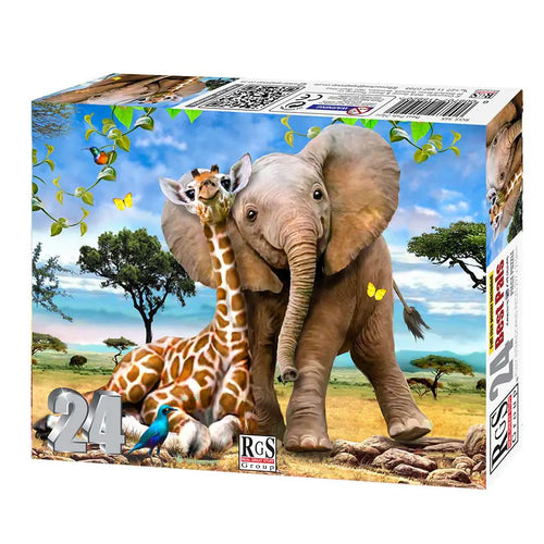 Puzzle 24pc Wild Giraffe & Elephant (Best Pals)