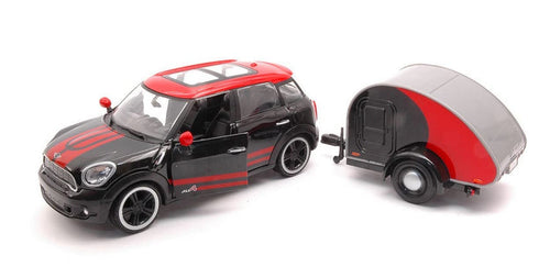 Mini Cooper S Countryman w Caravan Black (scale 1 : 24)
