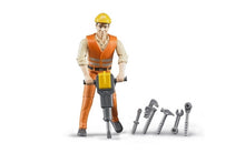 Load image into Gallery viewer, Construction Worker with Accessories Bruder