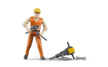Load image into Gallery viewer, Construction Worker with Accessories Bruder