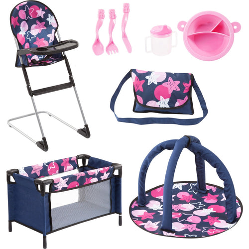 Travelbed Set 9 in 1 (Blue/Pink) (Bayer)
