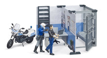 Load image into Gallery viewer, Police Station w Police Motorcycle &amp; Men Bruder