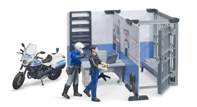 Police Station w Police Motorcycle & Men Bruder