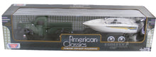 Load image into Gallery viewer, Plymouth Truck (Green) With Speed Boat Trailer (scale 1 :24)