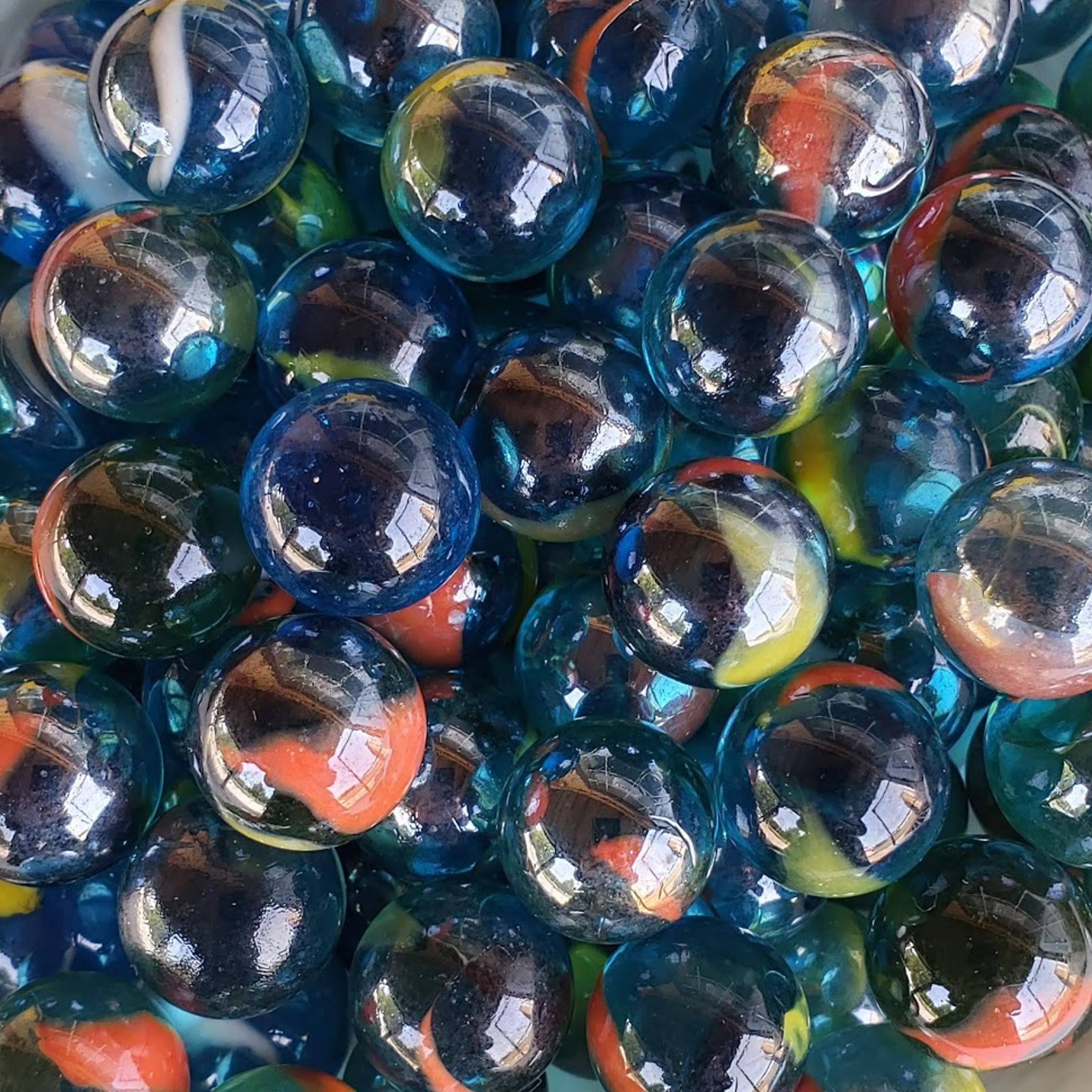 Glass Marbles - Blue Wave (20xSml; 1xLrg) – Toyville - South Africa