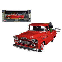 Load image into Gallery viewer, Chevy Apache Fleetside Pickup Tow Truck Red 1958 (scale 1:24)