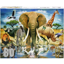 Load image into Gallery viewer, Puzzle 80pc Wild At Waterhole (African Oasis)