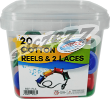 Load image into Gallery viewer, 20 x Coloured cotton reels + 2 Laces