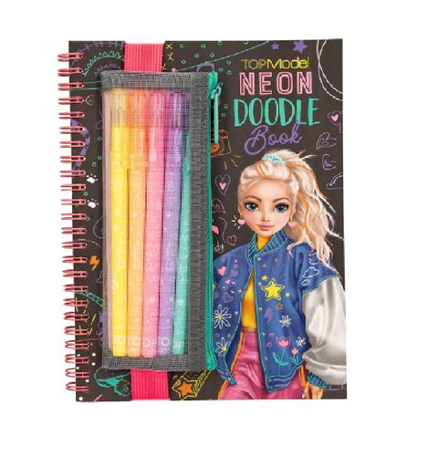 Top Model Doodle Colouring Book Set (w 5xneon pens,stickers)