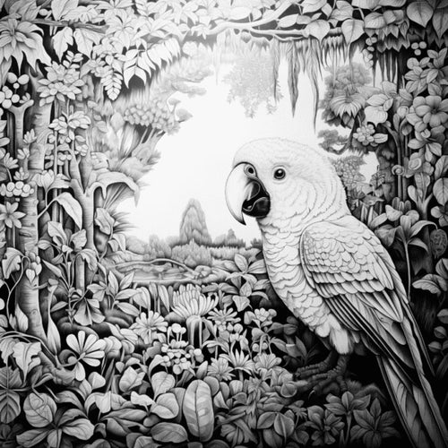 Fine Art - African Jungle Parrot 300 x 300mm Board