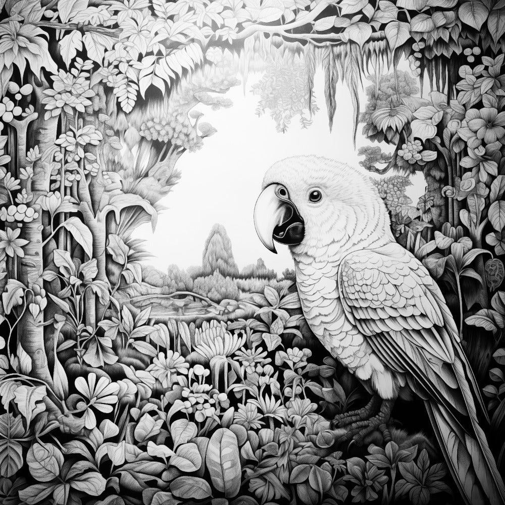 Fine Art - Leafy Parrot 595 x 595mm