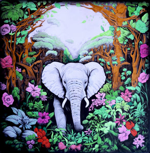 Fine Art - Jungle Elephant 300 x 300mm Board