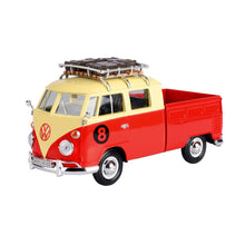 Load image into Gallery viewer, Volkswagen Type 2 T1 Pickup Nr 8 w Roof Rack Yellow/Red 1/24